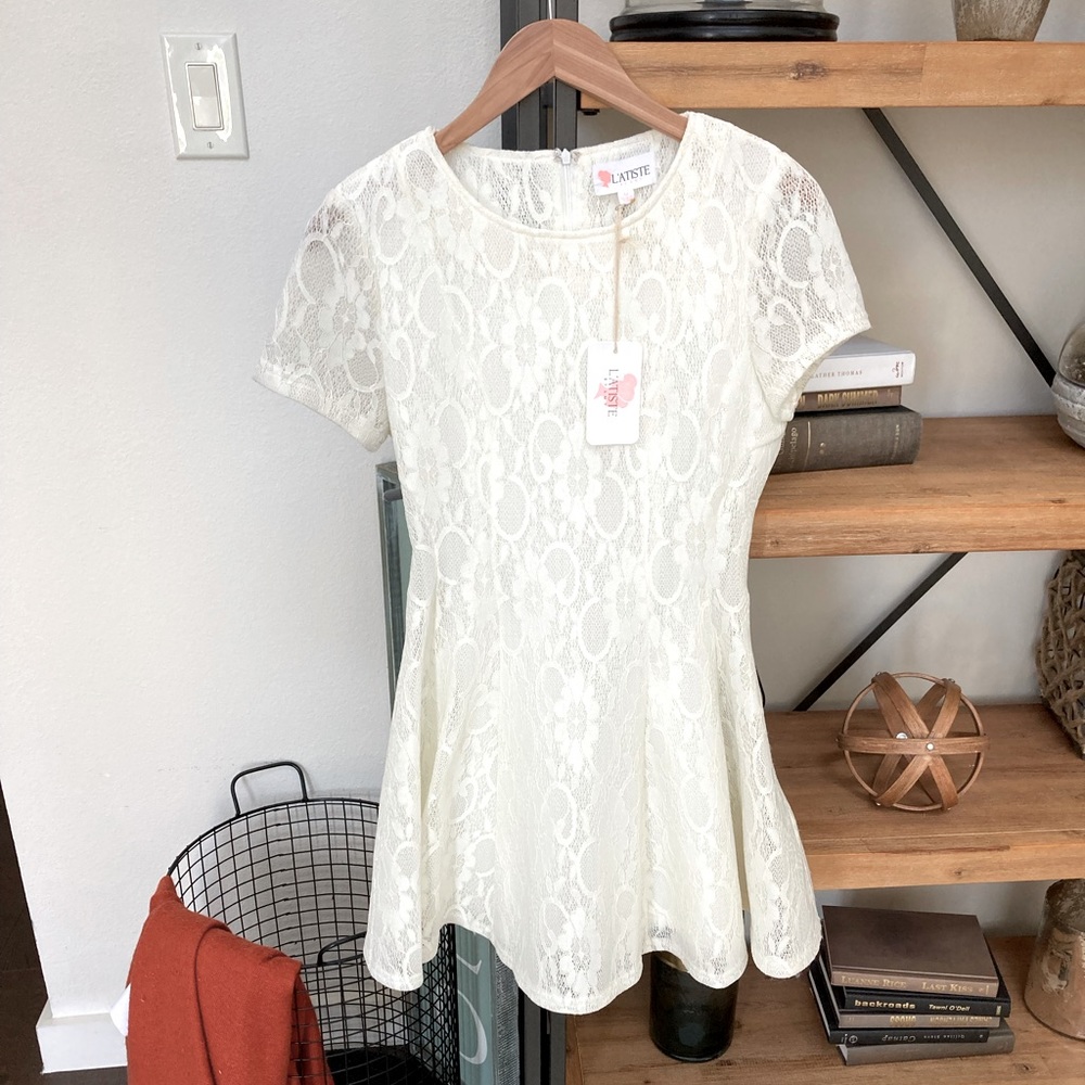 White Lace/Mesh Swing Dress